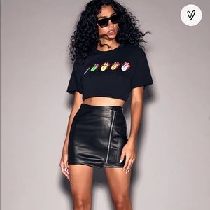 Black Leather Vegan Skirt